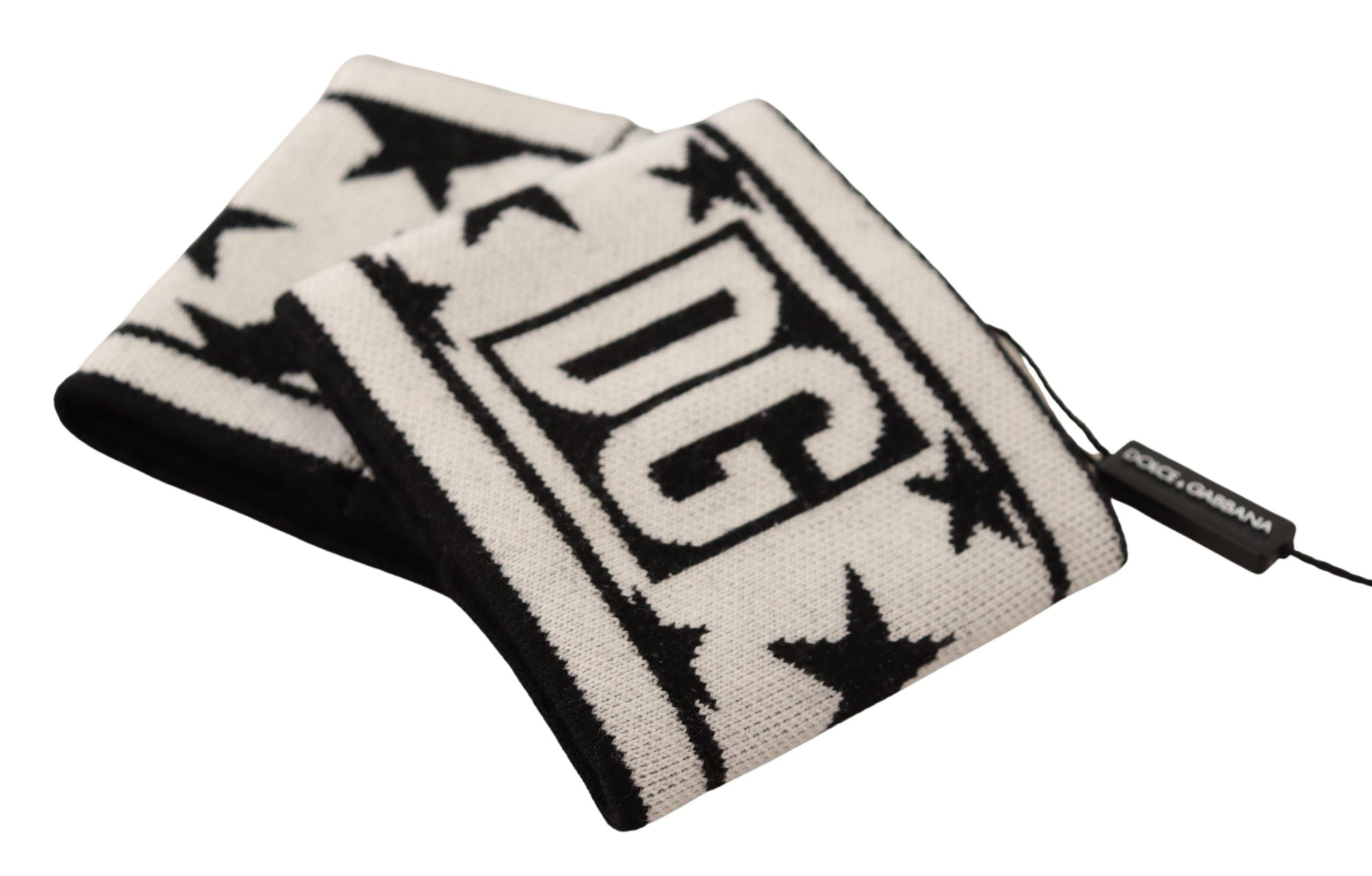 Dolce & Gabbana Polsino #DGMILLENNIALS in lana bianco nero con logo