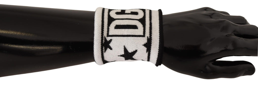 Dolce & Gabbana Polsino #DGMILLENNIALS in lana bianco nero con logo