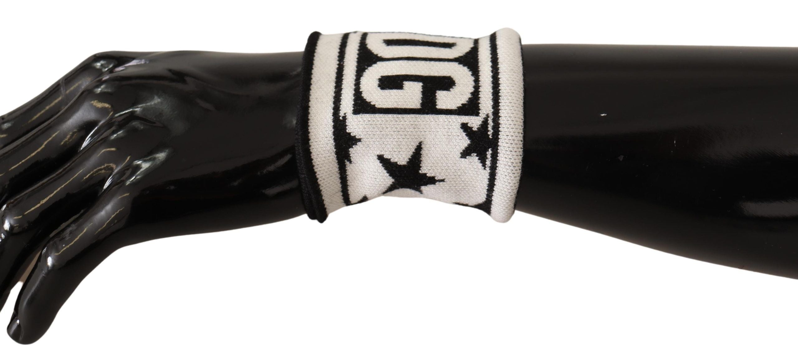 Dolce & Gabbana Polsino #DGMILLENNIALS in lana bianco nero con logo
