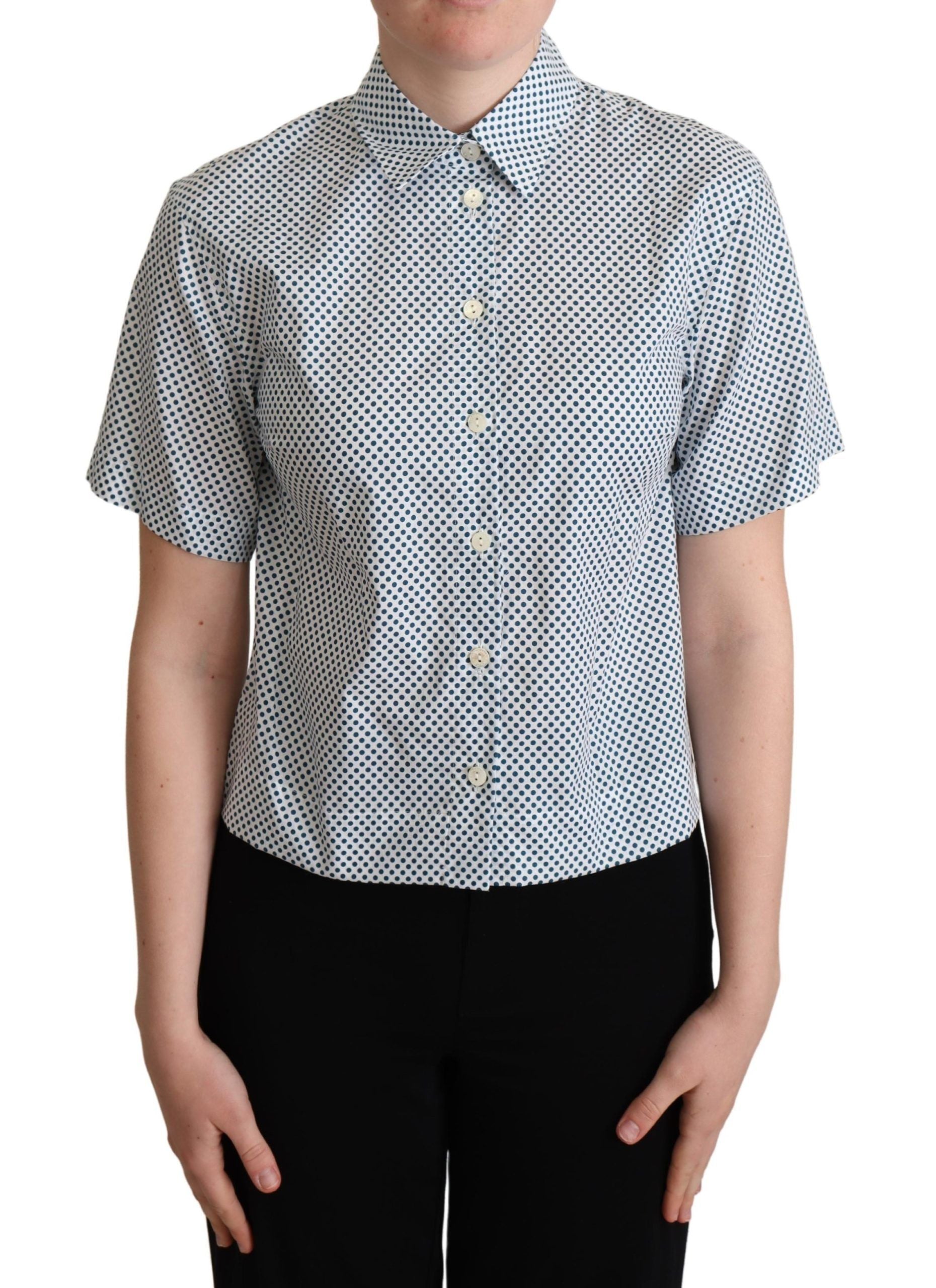 Camicia Dolce & Gabbana in cotone a pois bianchi e blu