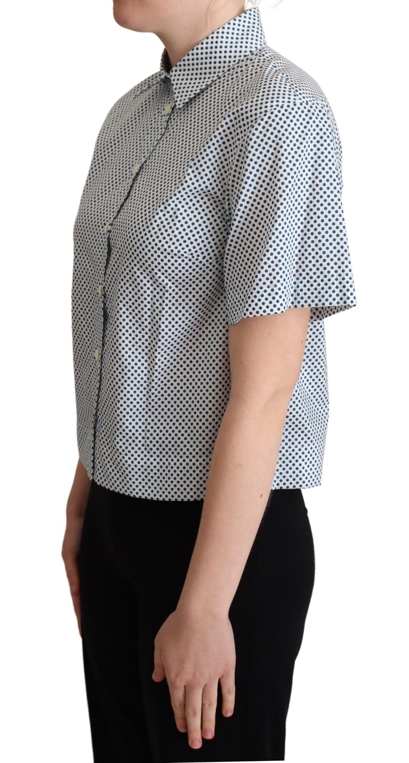 Camicia Dolce & Gabbana in cotone a pois bianchi e blu