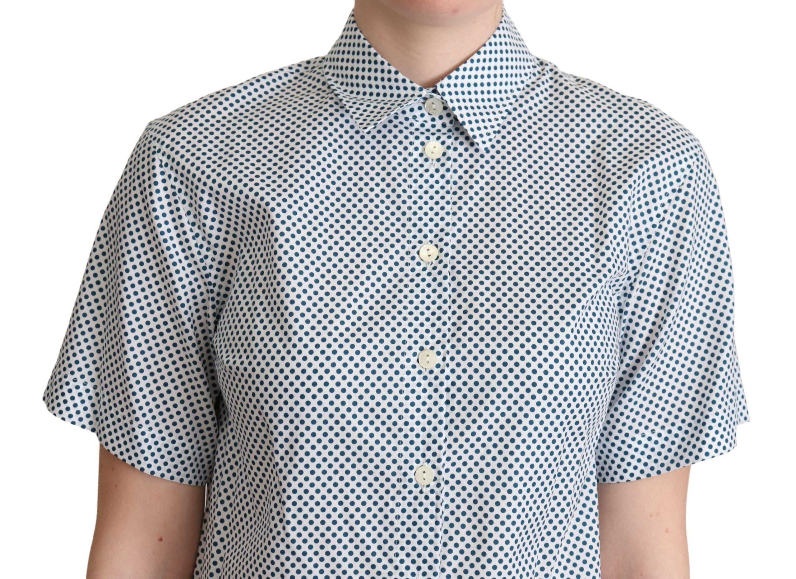 Camicia Dolce & Gabbana in cotone a pois bianchi e blu