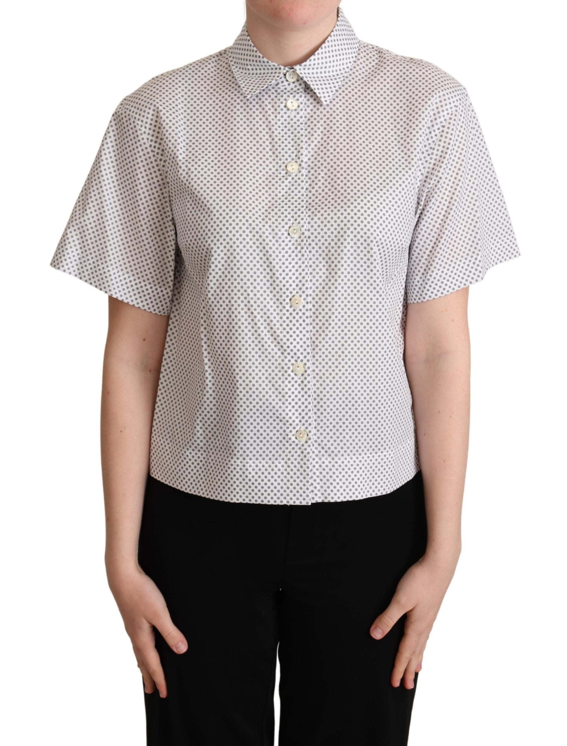 Camicia abbottonata con colletto a pois bianchi e grigi Dolce & Gabbana