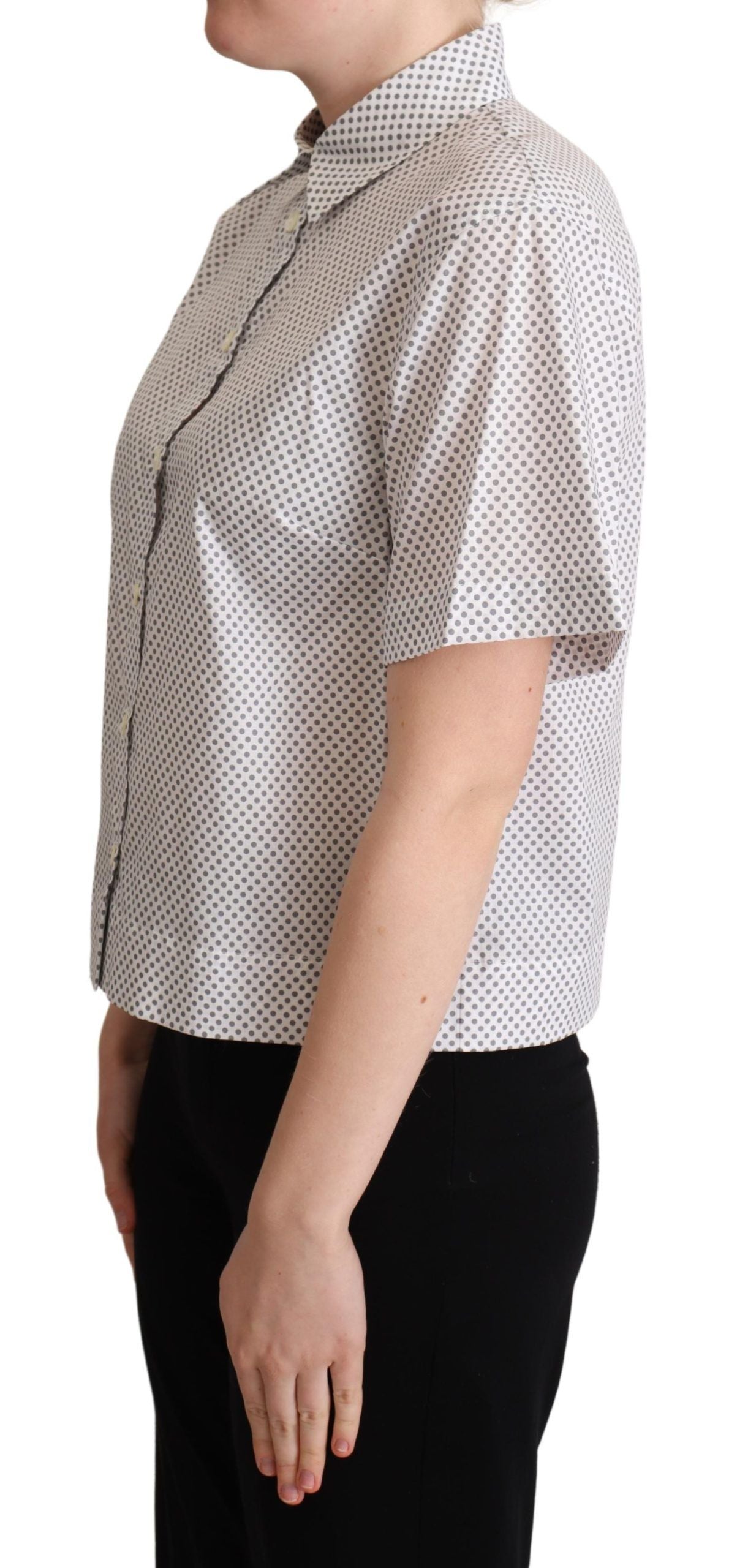 Camicia abbottonata con colletto a pois bianchi e grigi Dolce & Gabbana