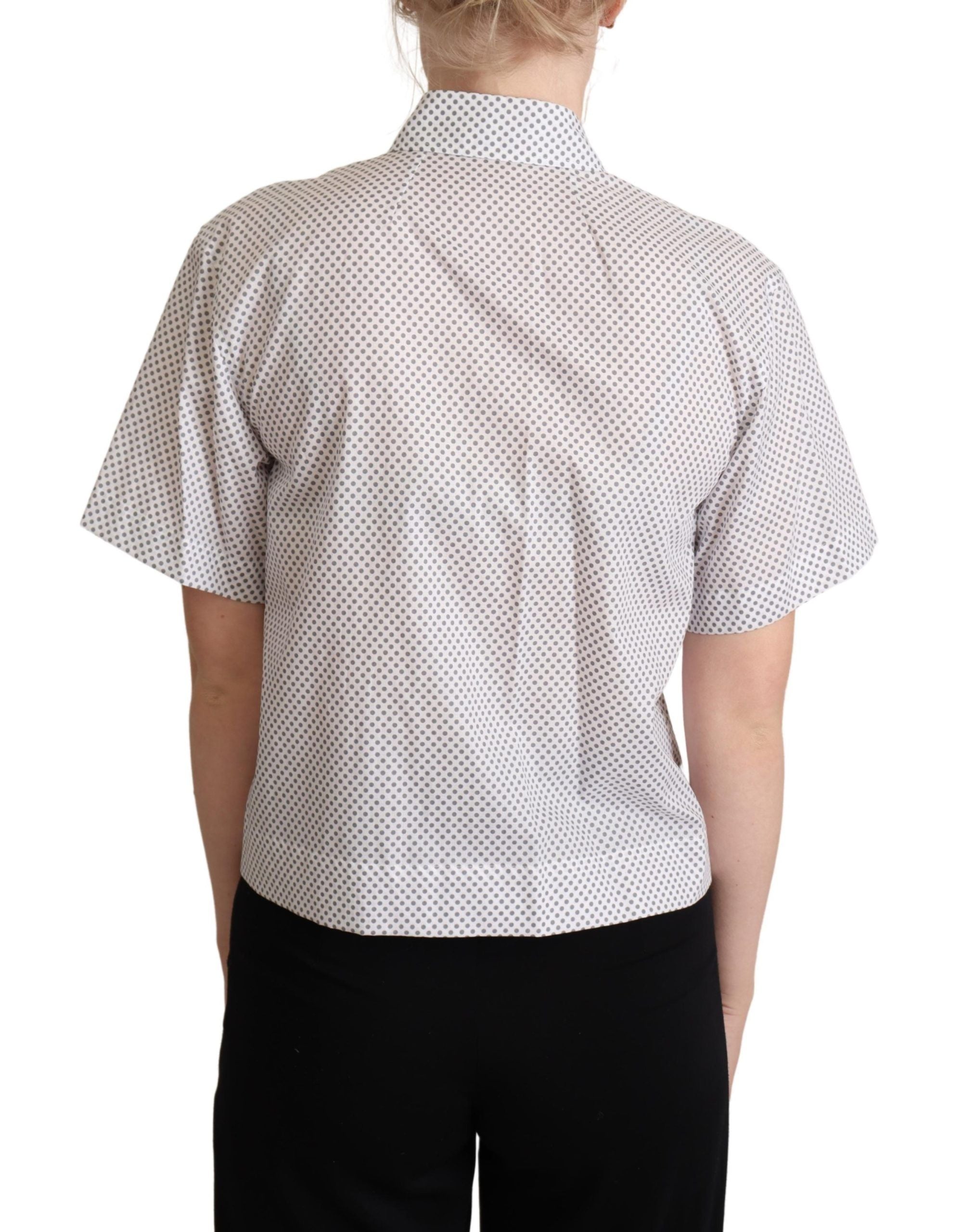 Camicia abbottonata con colletto a pois bianchi e grigi Dolce & Gabbana