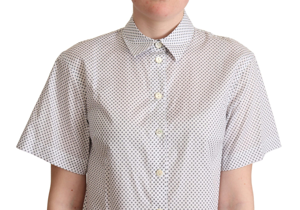 Camicia abbottonata con colletto a pois bianchi e grigi Dolce & Gabbana