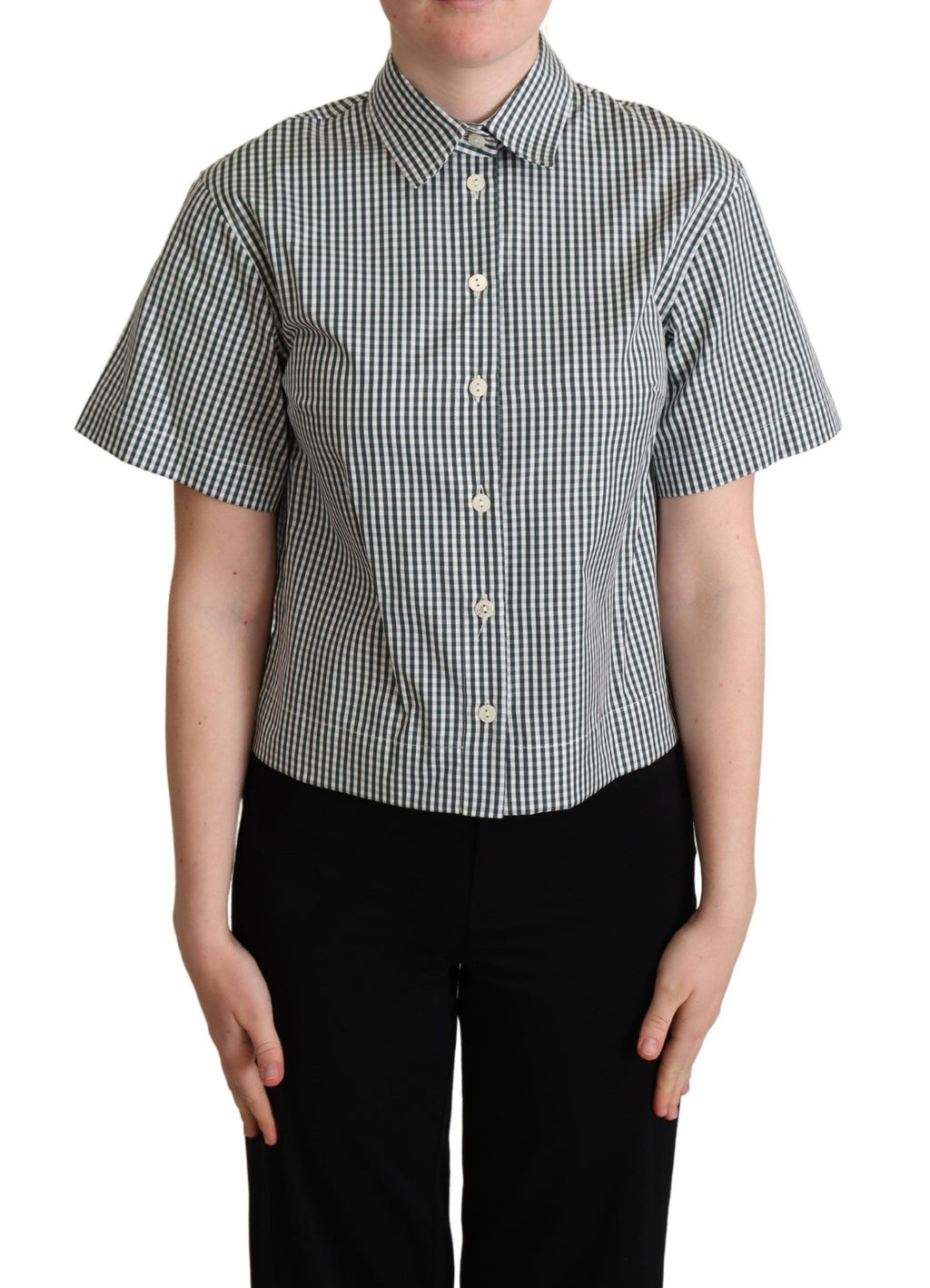 Camicia Dolce & Gabbana in cotone bianco e verde a quadri