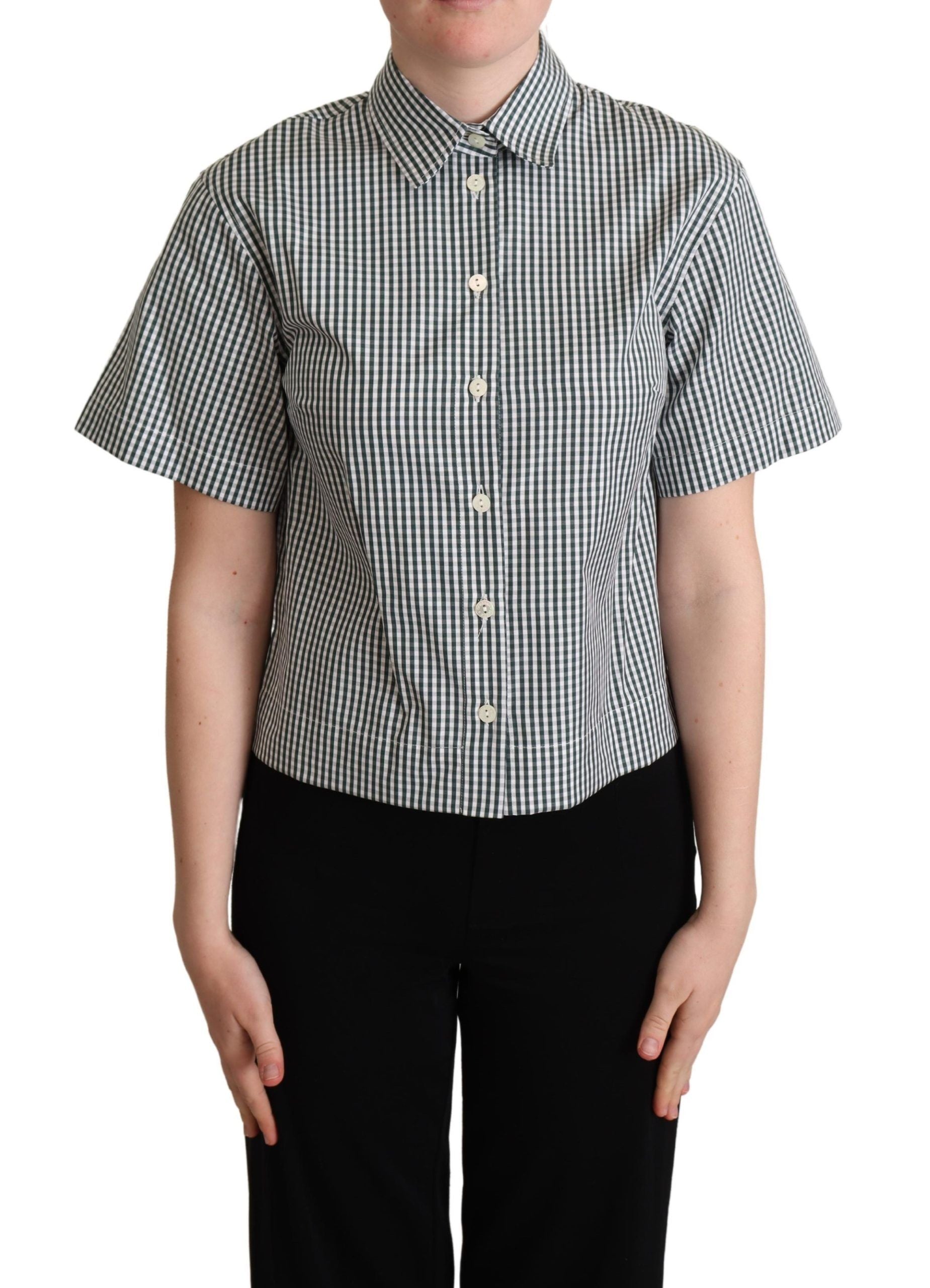 Camicia Dolce & Gabbana in cotone bianco e verde a quadri