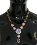 Pendente Dolce & Gabbana in ottone placcato oro rosa con cristallo e perla viola