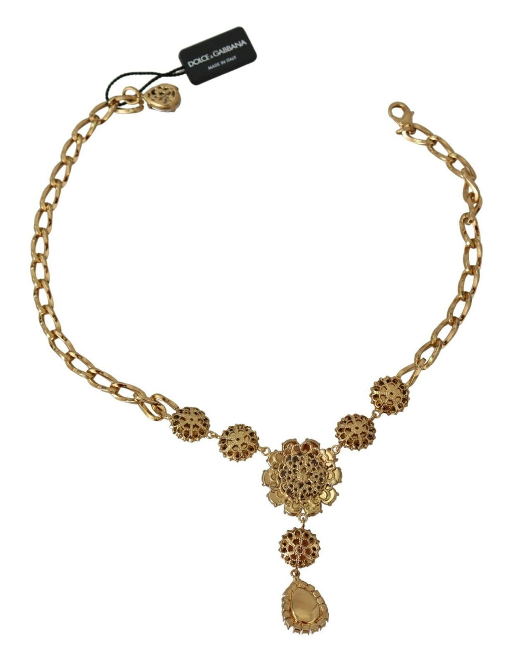 Pendente Dolce & Gabbana in ottone placcato oro rosa con cristallo e perla viola