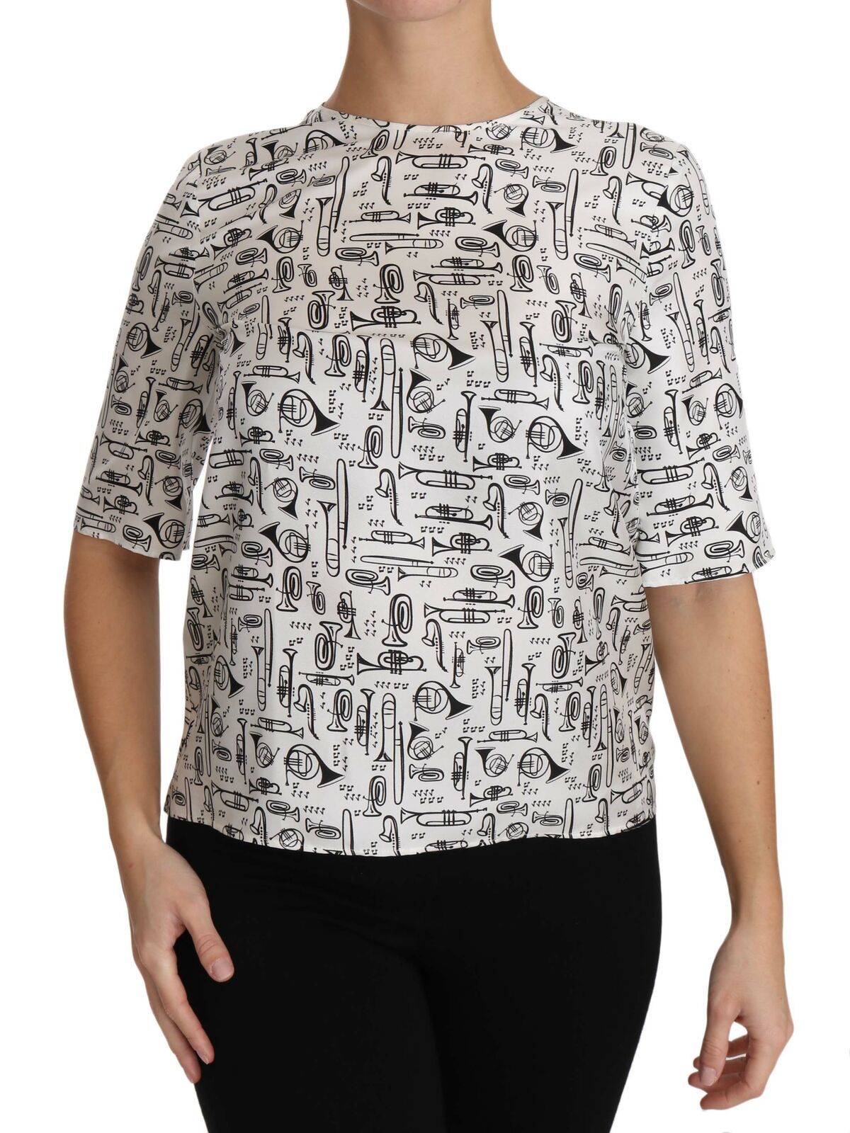 Camicetta Dolce & Gabbana bianca con stampa strumenti musicali