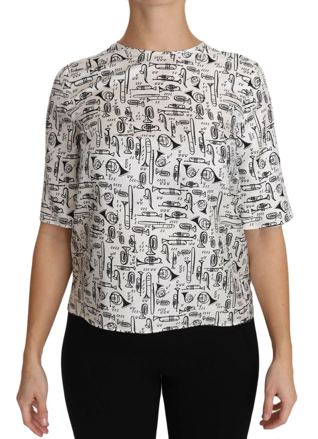 Camicetta Dolce & Gabbana bianca con stampa strumenti musicali
