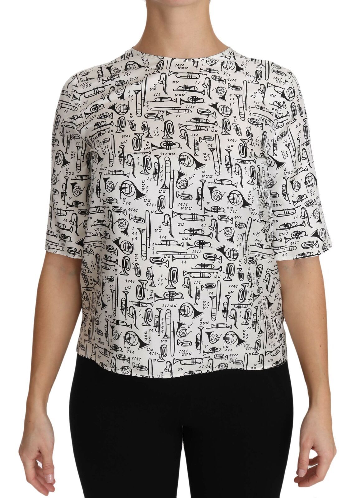 Camicetta Dolce & Gabbana bianca con stampa strumenti musicali