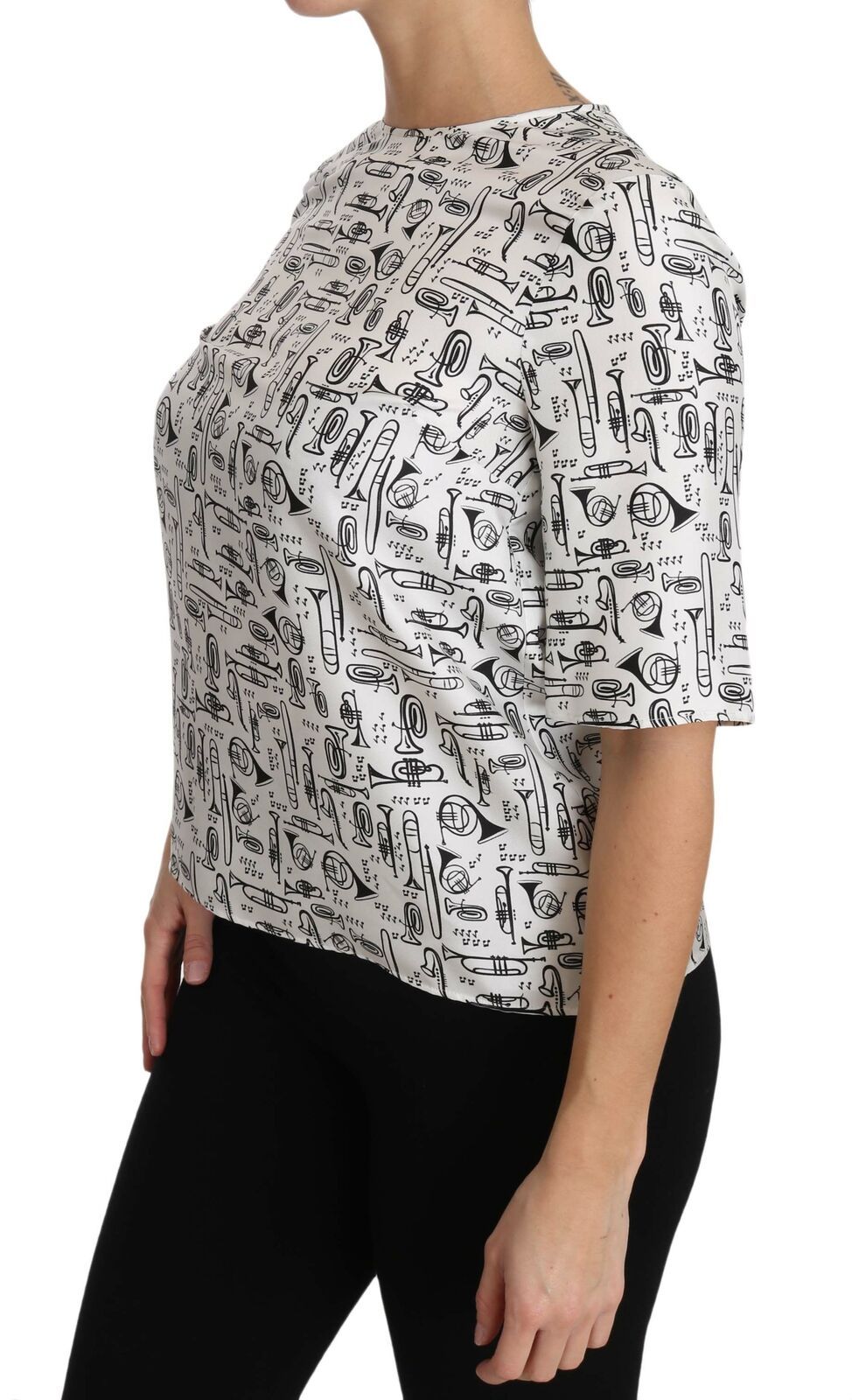 Camicetta Dolce & Gabbana bianca con stampa strumenti musicali