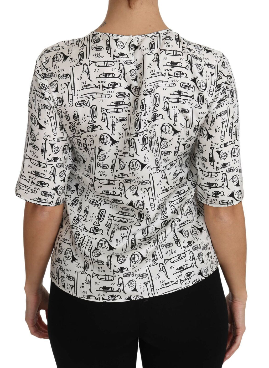 Camicetta Dolce & Gabbana bianca con stampa strumenti musicali
