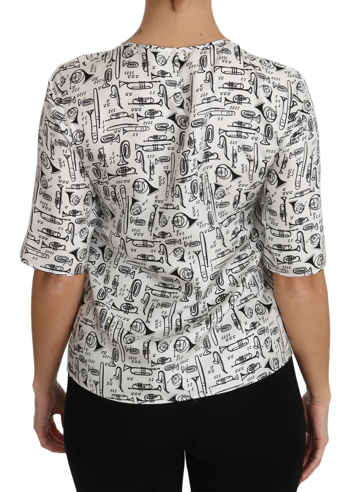 Camicetta Dolce & Gabbana bianca con stampa strumenti musicali