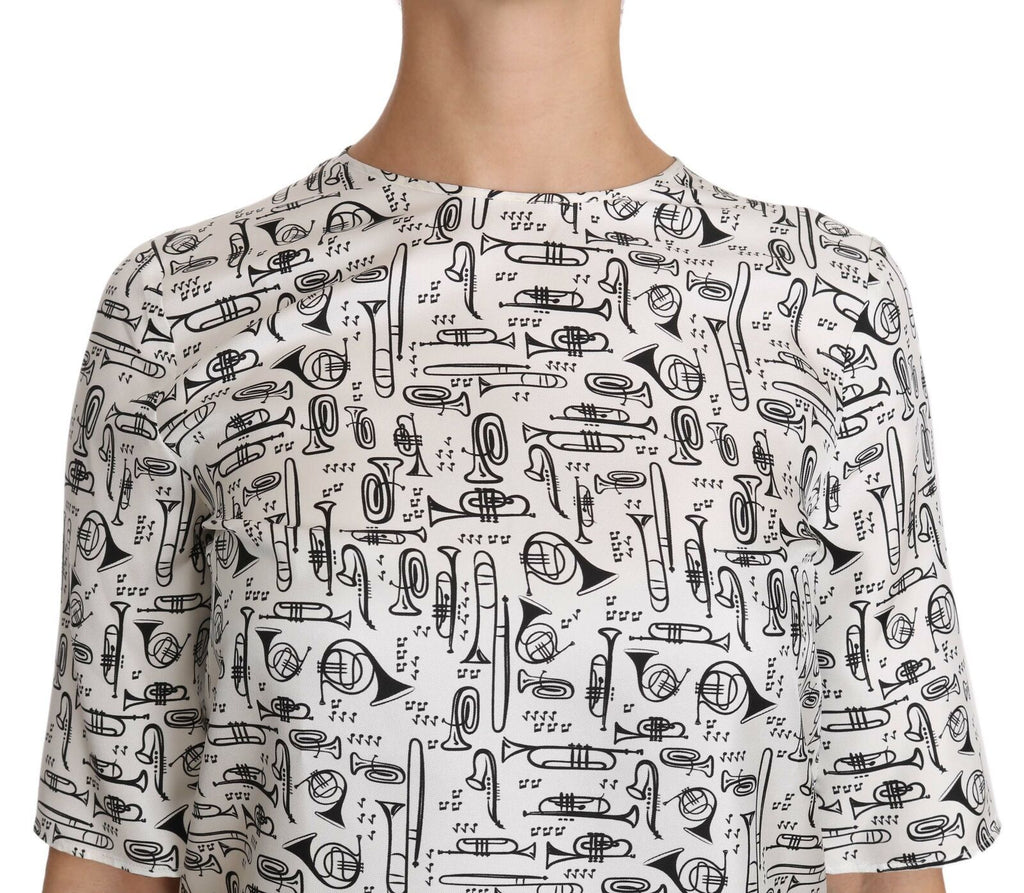 Camicetta Dolce & Gabbana bianca con stampa strumenti musicali