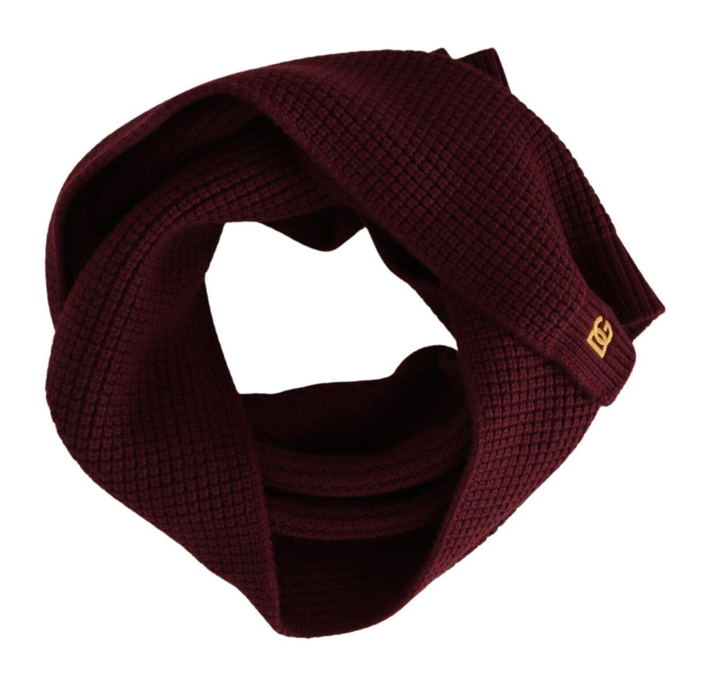Sciarpa/Stola Lavorata a Maglia Dolce & Gabbana in Cashmere Rosso Scuro con Logo