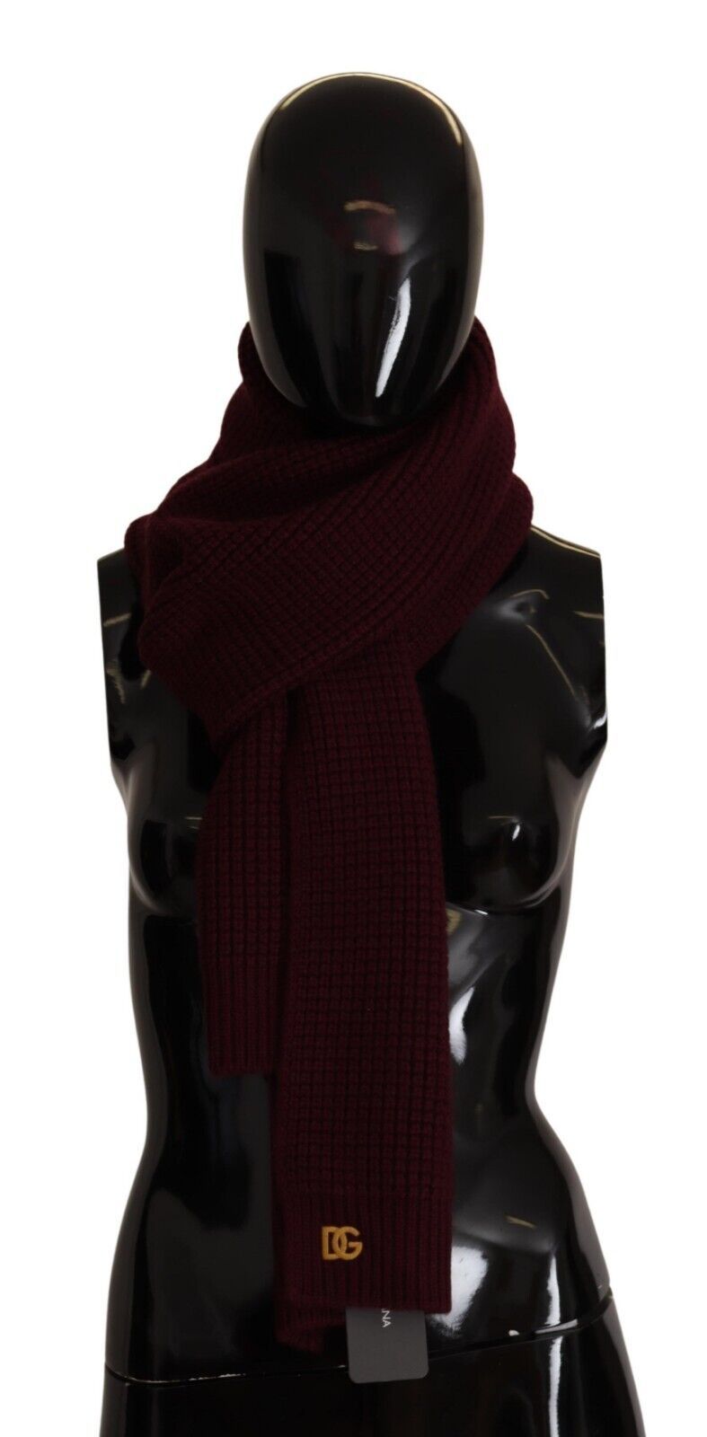Sciarpa/Stola Lavorata a Maglia Dolce & Gabbana in Cashmere Rosso Scuro con Logo