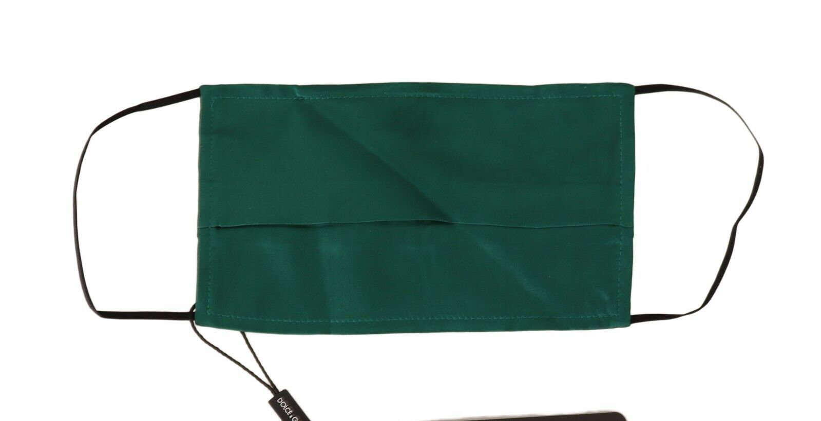 Mascherina Dolce & Gabbana in seta verde plissettata con elastico per le orecchie