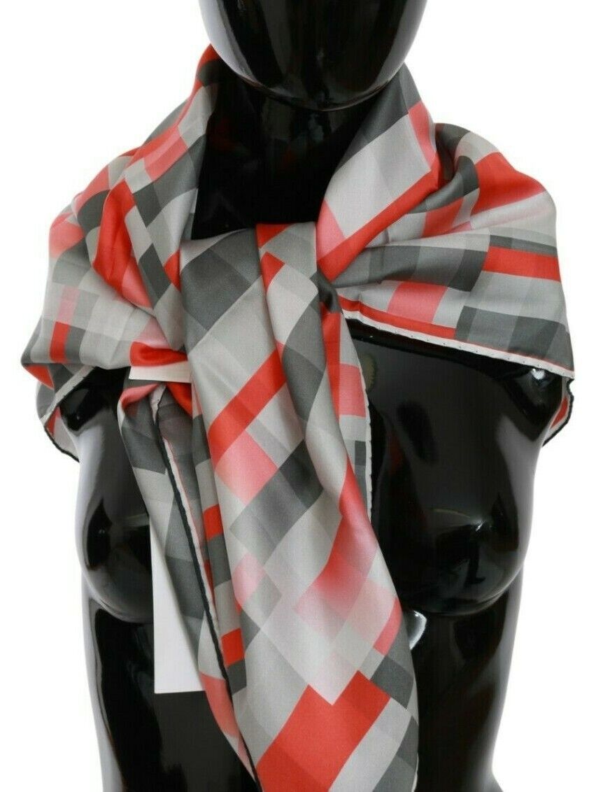 Sciarpa Foulard Fascia Seta Grigio Rosso Costume National