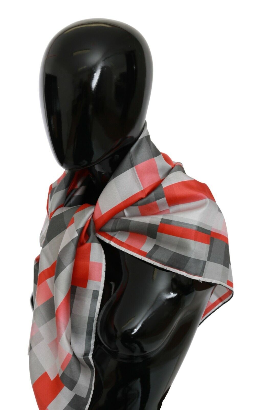 Sciarpa Foulard Fascia Seta Grigio Rosso Costume National