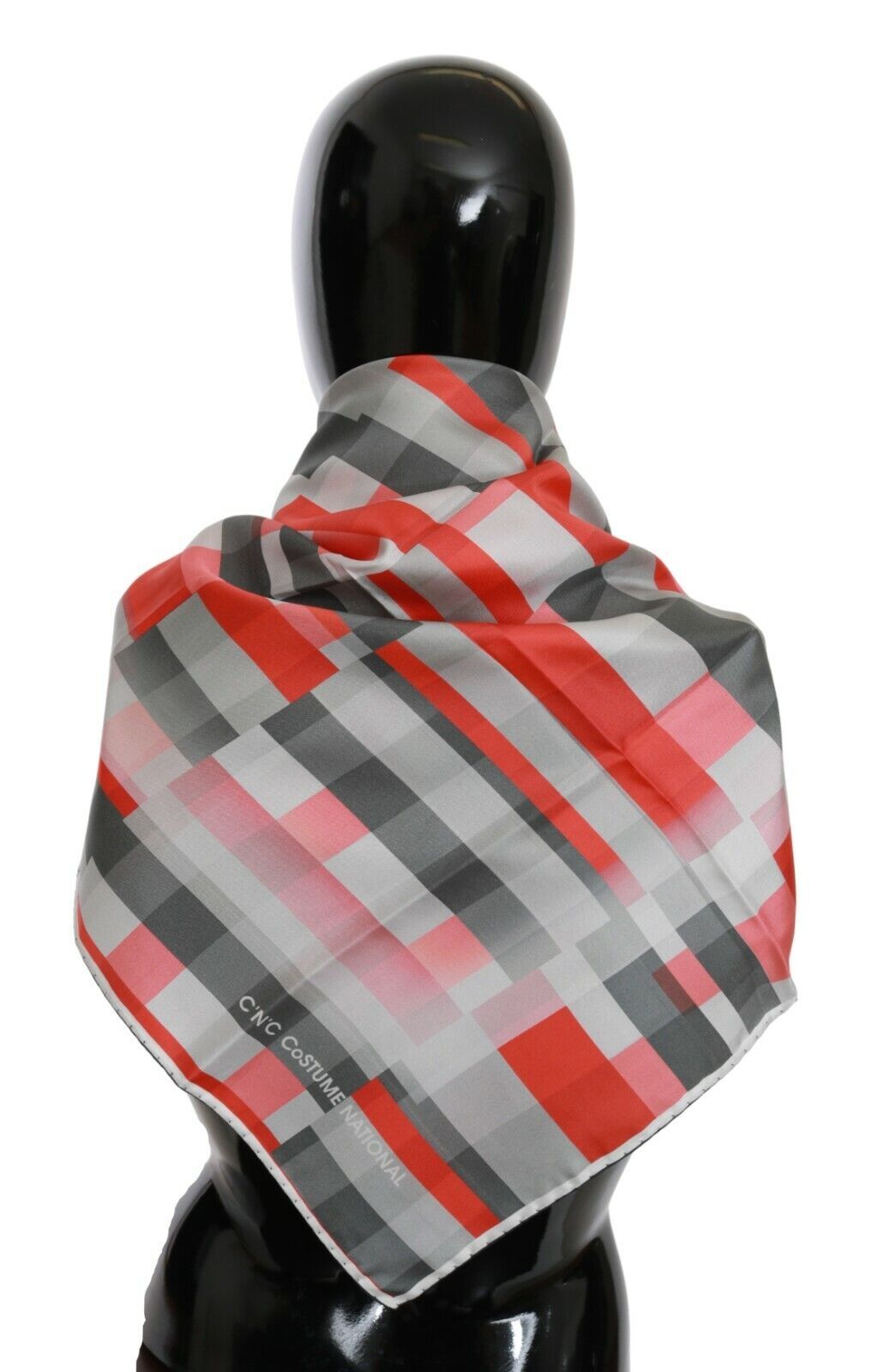 Sciarpa Foulard Fascia Seta Grigio Rosso Costume National