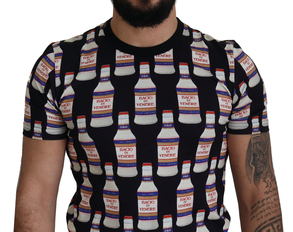 Dolce & Gabbana T-shirt Nera Girocollo In Cotone Bacio Di Venere