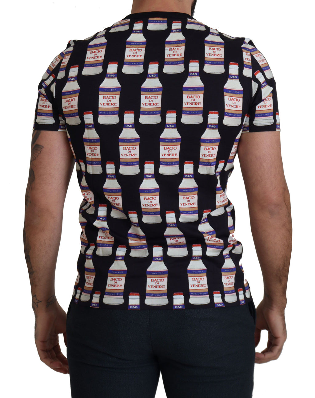 Dolce & Gabbana T-shirt Nera Girocollo In Cotone Bacio Di Venere