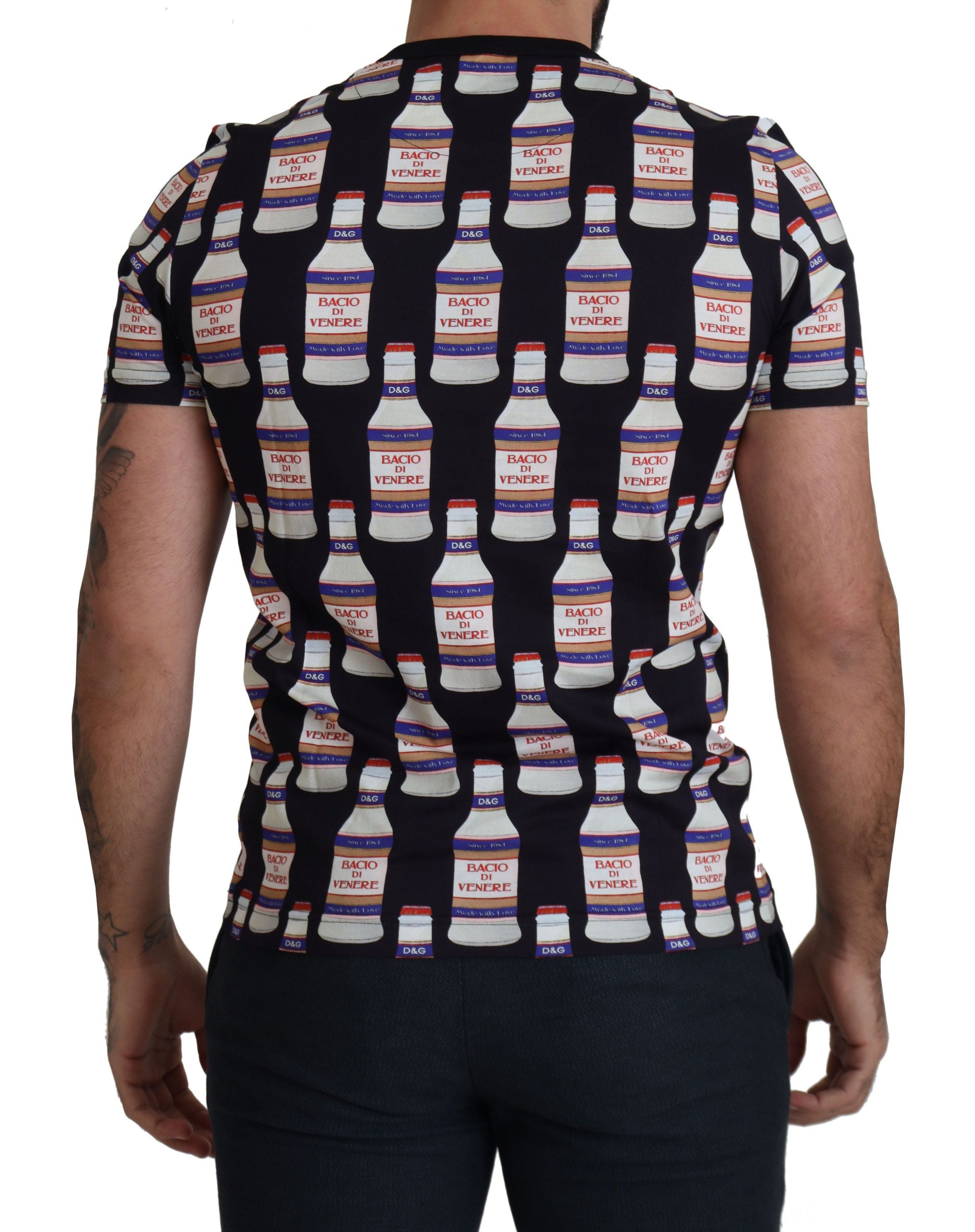 Dolce & Gabbana T-shirt Nera Girocollo In Cotone Bacio Di Venere