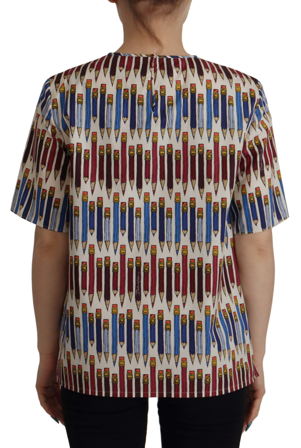 T-shirt/Camicetta in cotone bianco a stampa matita Dolce & Gabbana