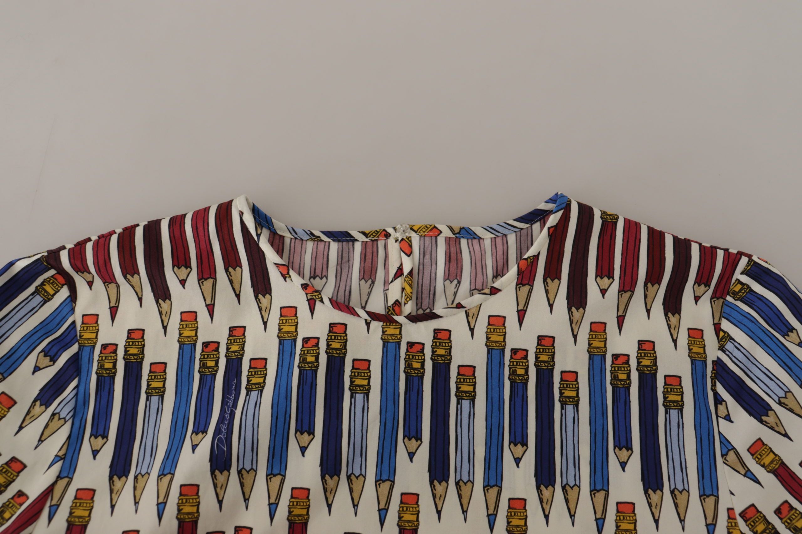 T-shirt/Camicetta in cotone bianco a stampa matita Dolce & Gabbana