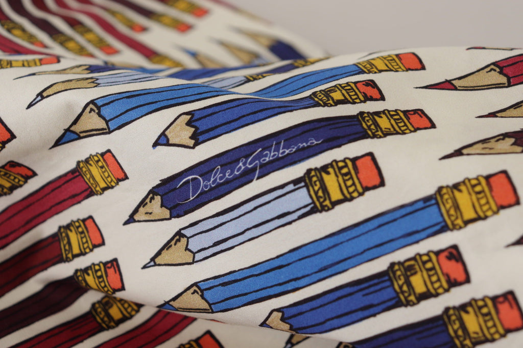 T-shirt/Camicetta in cotone bianco a stampa matita Dolce & Gabbana