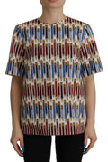 T-shirt/Camicetta in cotone bianco a stampa matita Dolce & Gabbana