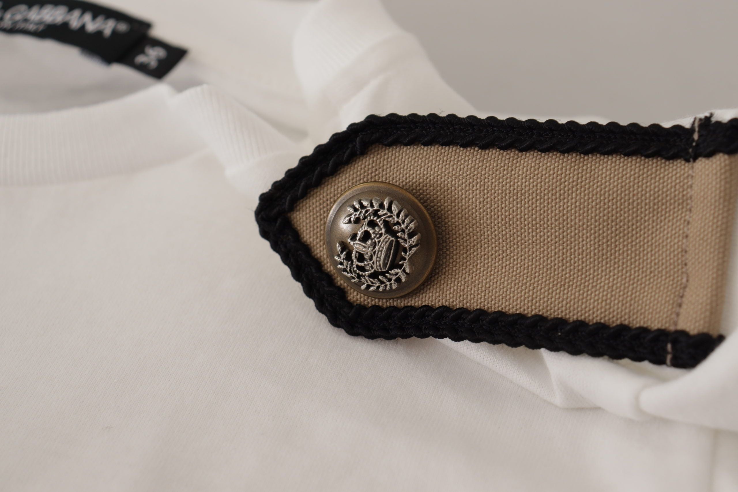 T-shirt Girocollo in Cotone con Rose Bianche e Nere Dolce & Gabbana