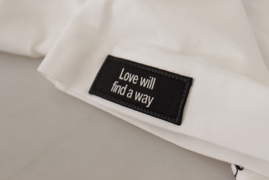 T-shirt Girocollo in Cotone con Rose Bianche e Nere Dolce & Gabbana