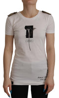 T-shirt Girocollo in Cotone con Rose Bianche e Nere Dolce & Gabbana