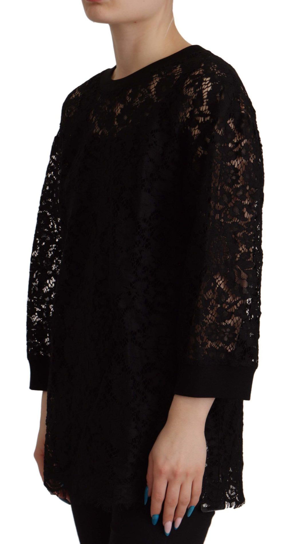 Dolce & Gabbana Blusa Sicilia Nera in Pizzo Floreale