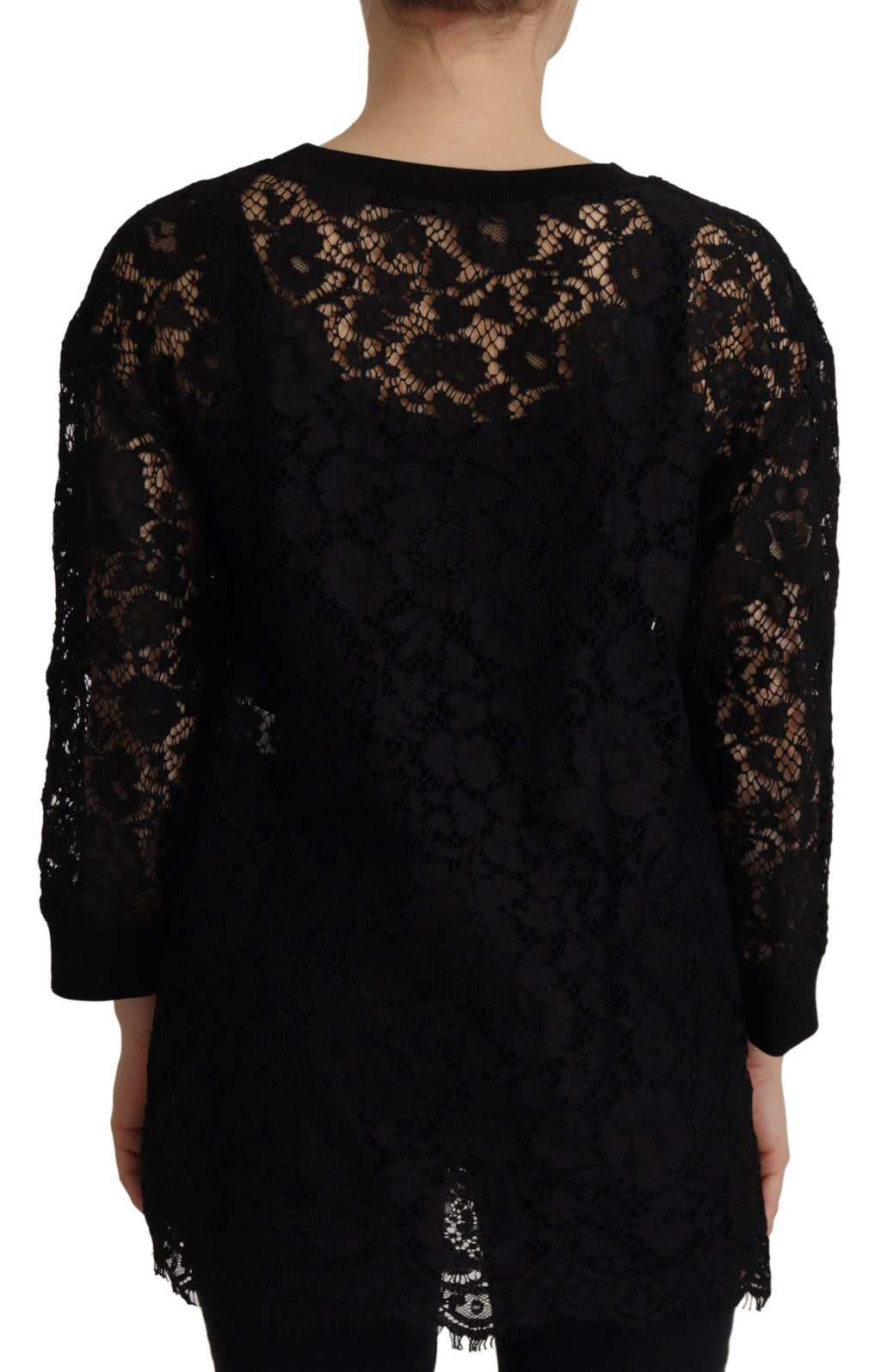 Dolce & Gabbana Blusa Sicilia Nera in Pizzo Floreale