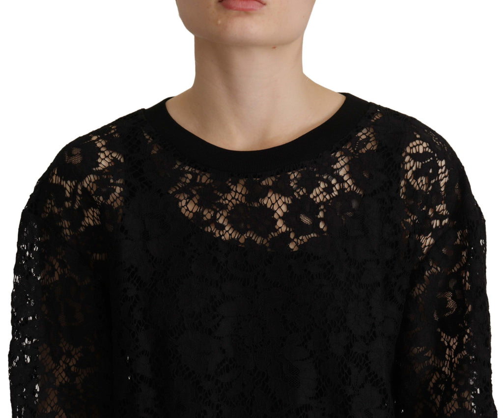 Dolce & Gabbana Blusa Sicilia Nera in Pizzo Floreale