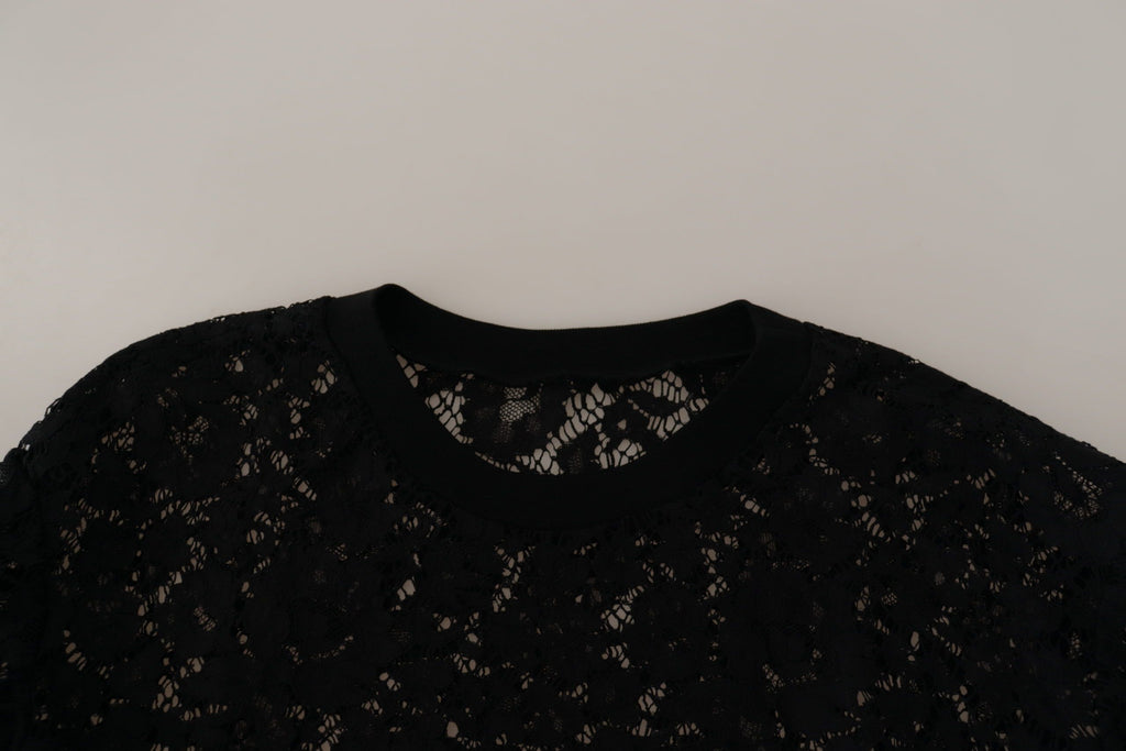 Dolce & Gabbana Blusa Sicilia Nera in Pizzo Floreale