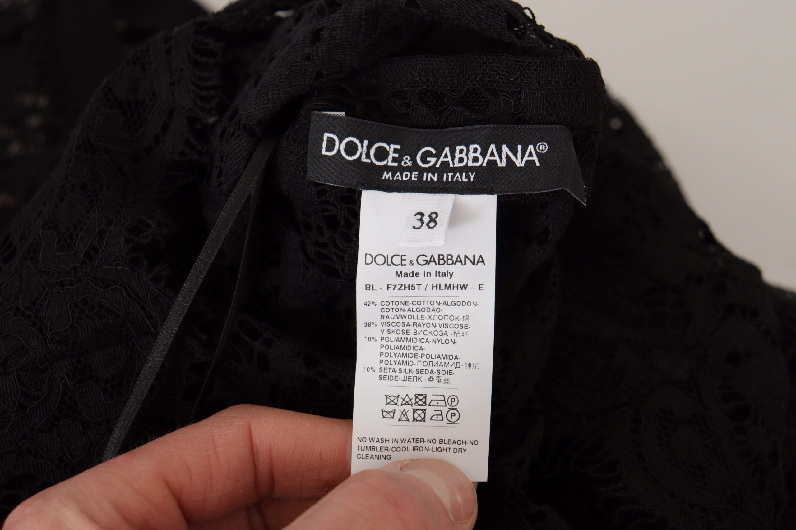 Dolce & Gabbana Blusa Sicilia Nera in Pizzo Floreale