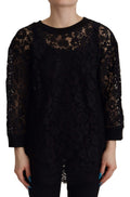 Dolce & Gabbana Blusa Sicilia Nera in Pizzo Floreale