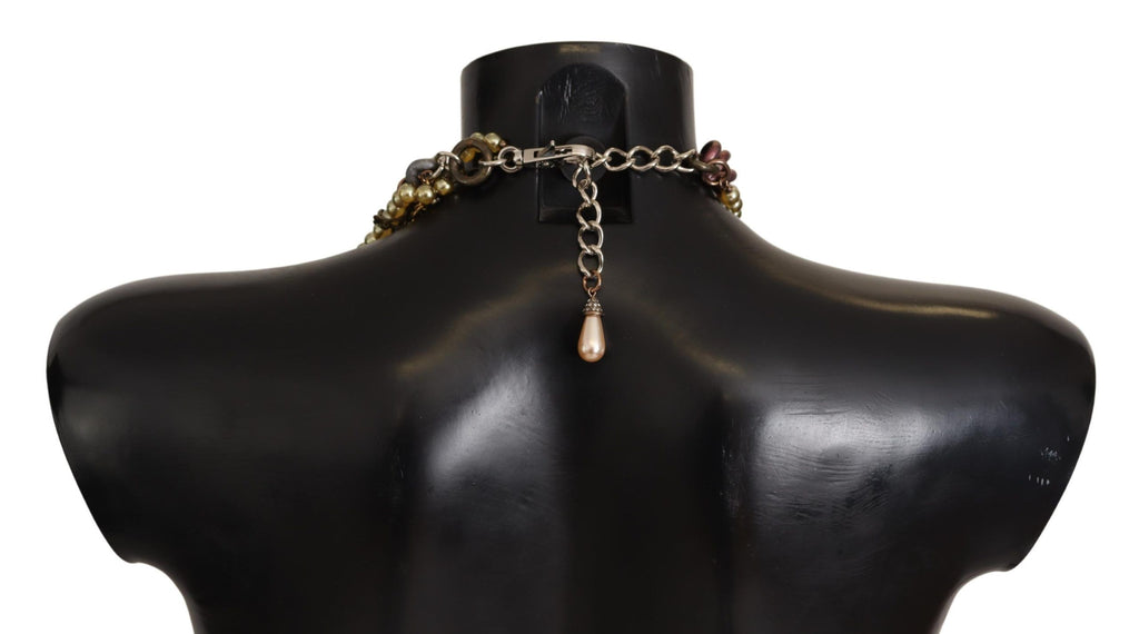 Collana con pendente Sicily floreale in cristallo, in ottone dorato, di Dolce & Gabbana