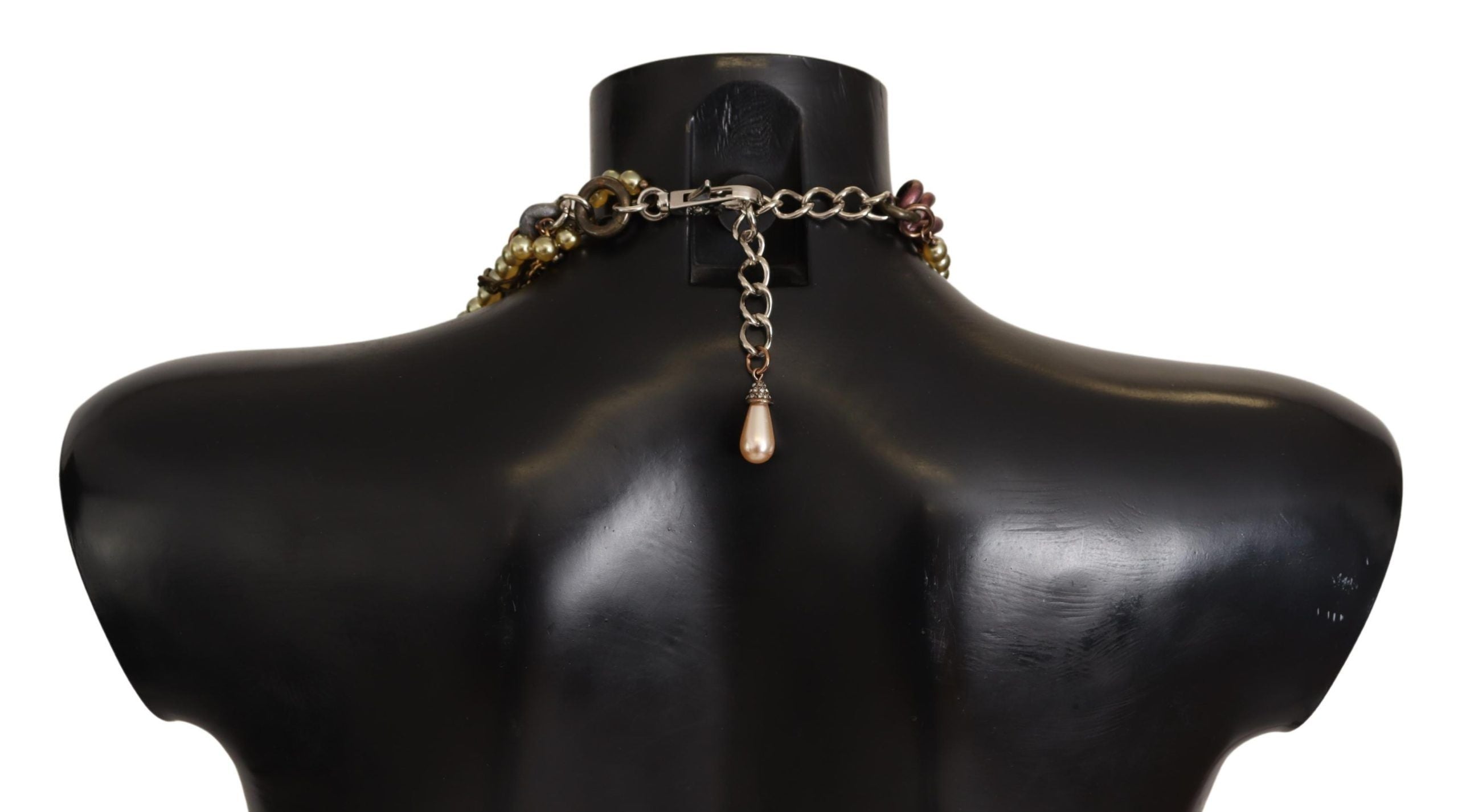 Collana con pendente Sicily floreale in cristallo, in ottone dorato, di Dolce & Gabbana