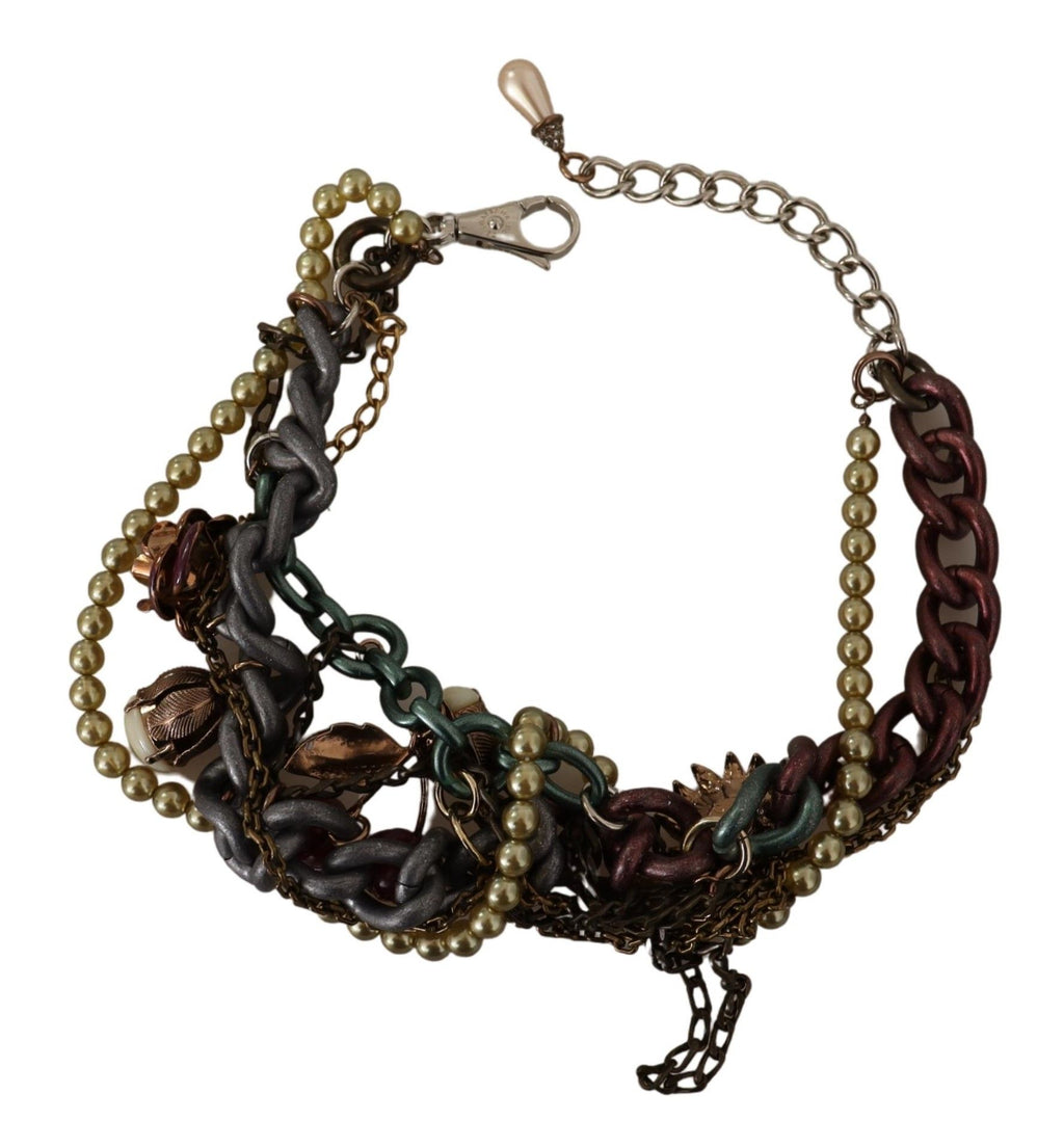 Collana con pendente Sicily floreale in cristallo, in ottone dorato, di Dolce & Gabbana
