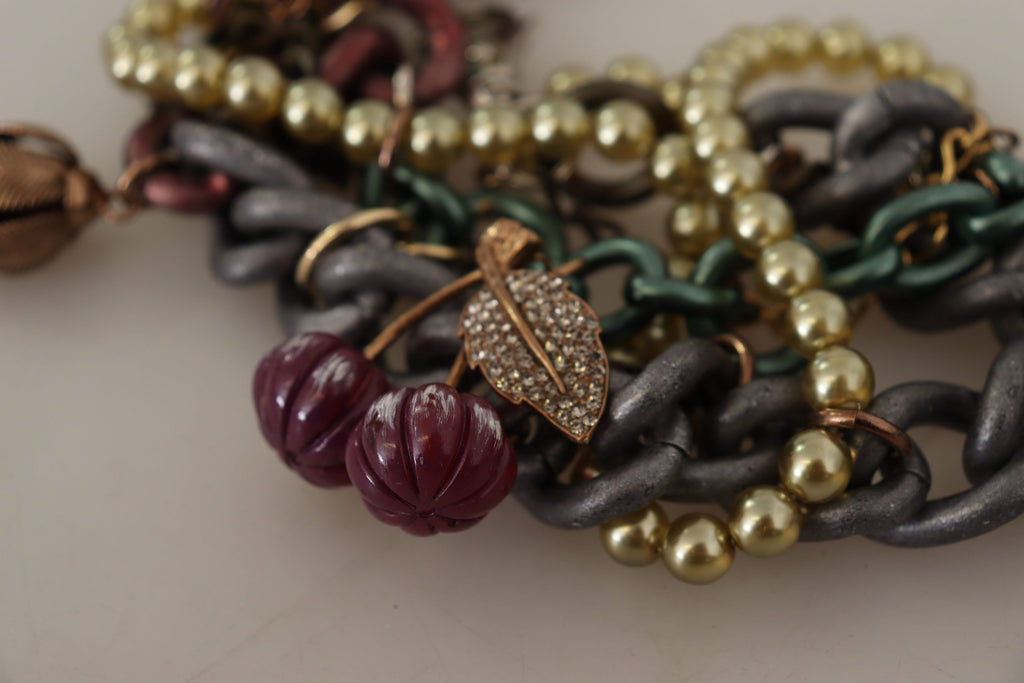 Collana con pendente Sicily floreale in cristallo, in ottone dorato, di Dolce & Gabbana