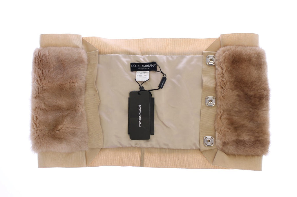 Sciarpa Foulard Dolce & Gabbana in pelliccia di visone beige