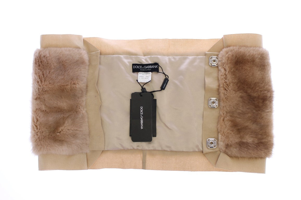 Sciarpa Foulard Dolce & Gabbana in pelliccia di visone beige