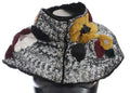 Sciarpa avvolgente Dolce & Gabbana in pelliccia di visone con paillettes argentate e motivo floreale